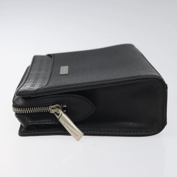 BURBERRY Clutch Bag Leather Black Silver Auth nb403 - Picture 4 of 16